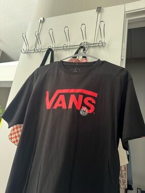 Vans Black Short Sleeve Tee with Red Logo